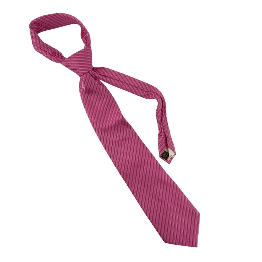 Donald J Trump Signature Collection Mens Pink Textured Stripe‎ 100% Silk Necktie